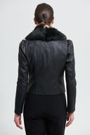 Joseph Ribkoff Black Faux Fur Jacket Style 213963