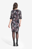 Joseph Ribkoff Black/Multi Ruffle Sleeved Floral Dress Style 214134