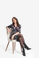 Joseph Ribkoff Black/Multi Ruffle Sleeved Floral Dress Style 214134