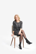 Joseph Ribkoff Black/Grey 3/4 Sleeve Printed Dress Style 214152