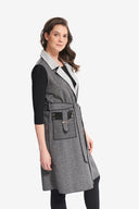 Joseph Ribkoff Black/Grey Knit Sleeveless Jacket Style 214195