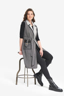 Joseph Ribkoff Black/Grey Knit Sleeveless Jacket Style 214195