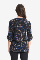 Joseph Ribkoff Black/Multi Abstract Knit Top Style 214198