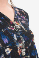 Joseph Ribkoff Black/Multi Abstract Knit Top Style 214198