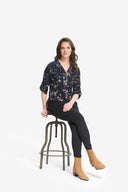 Joseph Ribkoff Black/Multi Abstract Knit Top Style 214198