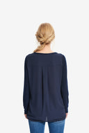 Joseph Ribkoff Midnight Blue Drawstring Waist Top Style 214201