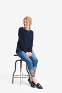 Joseph Ribkoff Midnight Blue Drawstring Waist Top Style 214201