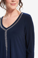 Joseph Ribkoff Midnight Blue Rhinestone Detail Top Style 214271
