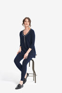 Joseph Ribkoff Midnight Blue Rhinestone Detail Top Style 214271