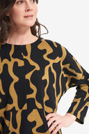 Joseph Ribkoff Black/Mustard Abstract Printed Dress Style 214282