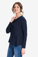 Joseph Ribkoff Midnight Blue Zipper Detail Jersey Top Style 214286