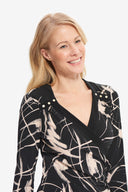 Joseph Ribkoff Black/Sand Wrap Front Dress Style 214290