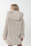 Joseph Ribkoff Faux Fur Champagne Coat Style 214913