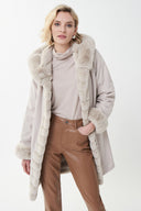 Joseph Ribkoff Faux Fur Champagne Coat Style 214913