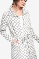 Joseph Ribkoff Vanilla/Grey Polka Dot Cardigan Style 214932