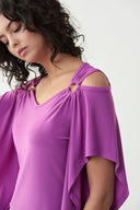 Joseph Ribkoff Sparkling Grape Cold Shoulder Top Style 221006