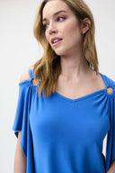 Joseph Ribkoff Aegean-Sea Cold Shoulder Top Style 221006