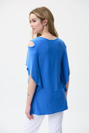 Joseph Ribkoff Aegean-Sea Cold Shoulder Top Style 221006