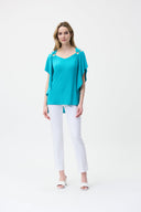 Joseph Ribkoff Aruba Blue Cold Shoulder Top Style 221006
