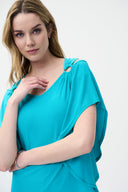 Joseph Ribkoff Aruba Blue Cold Shoulder Top Style 221006