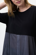 Joseph Ribkoff Black/Off-White Sheer Panel Top Style 221016
