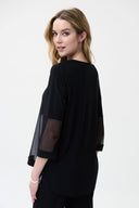 Joseph Ribkoff Black/Off-White Sheer Panel Top Style 221016