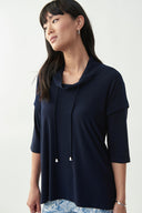 Joseph Ribkoff Midnight Blue Drawstring Top Style 221019