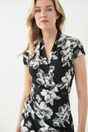 Joseph Ribkoff Black/Vanilla Dress Style 221028 - closeup