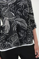Joseph Ribkoff Black/Vanilla Palm Boat Neck Top Style 221034