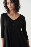 Joseph Ribkoff Black Flared Henley Top Style 221102