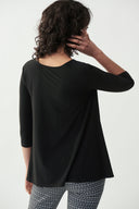 Joseph Ribkoff Black Flared Henley Top Style 221102