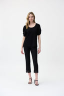 Joseph Ribkoff Black Puffed Sleeve Top Style 221157-main