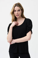 Joseph Ribkoff Black Puffed Sleeve Top Style 221157
