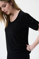 Joseph Ribkoff Black Puffed Sleeve Top Style 221157