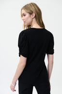 Joseph Ribkoff Black Puffed Sleeve Top Style 221157