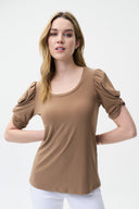 Joseph Ribkoff Tiger Eye Puffed Sleeve Top Style 221157