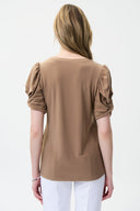 Joseph Ribkoff Tiger Eye Puffed Sleeve Top Style 221157