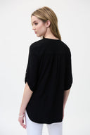 Joseph Ribkoff Black Asymmetric Zip Top Style 221170