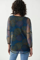 Joseph Ribkoff Mesh Black/Multi Overlay Top Style 221197