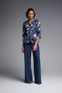 Joseph Ribkoff Mineral Blue Silky Knit Wide-Leg Pull-On Pants Style 221340