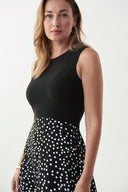 Joseph Ribkoff Black/Vanilla Polka Dot A-line Dress Style 221360