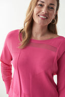 Joseph Ribkoff Raspberry Sorbet Cut-Out Knit Top Style 221909