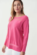 Joseph Ribkoff Raspberry Sorbet Cut-Out Knit Top Style 221909