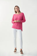 Joseph Ribkoff Raspberry Sorbet Cut-Out Knit Top Style 221909