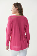 Joseph Ribkoff Raspberry Sorbet Cut-Out Knit Top Style 221909