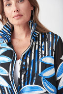 Joseph Ribkoff  Black/White/Royal Sapphire Tropical Jacket Style 221932