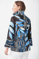 Joseph Ribkoff  Black/White/Royal Sapphire Tropical Jacket Style 221932