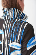 Joseph Ribkoff  Black/White/Royal Sapphire Tropical Jacket Style 221932