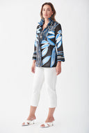 Joseph Ribkoff  Black/White/Royal Sapphire Tropical Jacket Style 221932