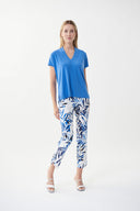 Joseph Ribkoff Vanilla/Multi Tropical Print Cropped Pant Style 222010